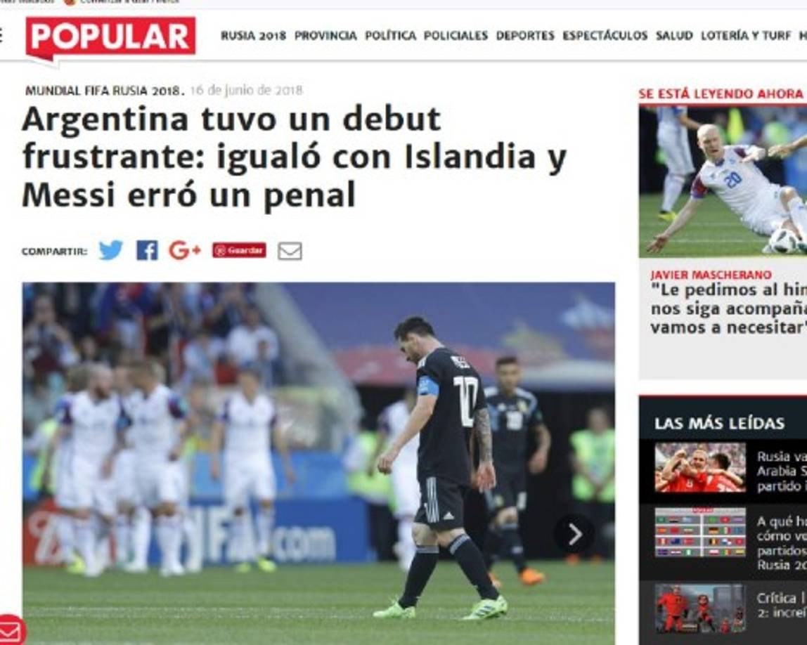 Diario Popular de Argentina.